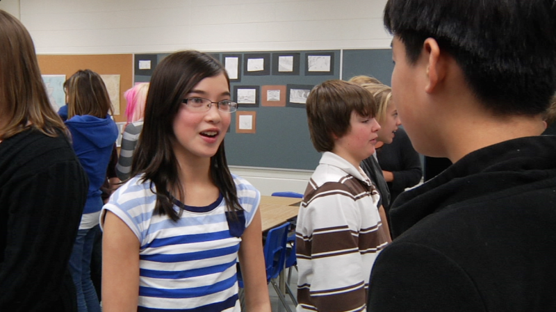 Image of students from "Intermediate Core French – Grades 7 and 8" video