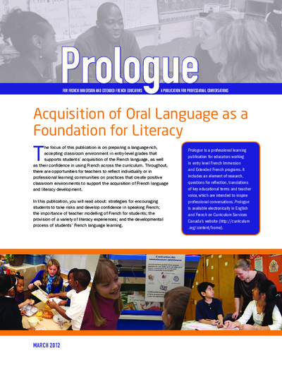 Image of "Acquisition of Oral Language as a Foundation for Literacy" document